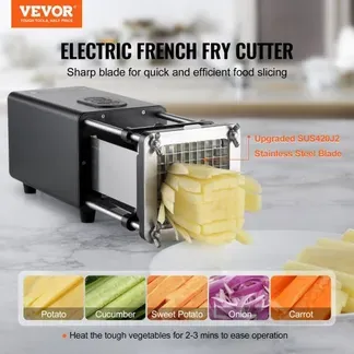 VEVOR Elektrischer Pommes Frites Schneider Kartoffelschneider mit 1/2 & 3/8 Zoll Klingen Edelstahl, Kartoffelschneider und Zerkleinerer mit Anti-Rutsch-Füßen, für Kartoffeln Pommes Frites Gemüse VEVOR Elektrischer Pommes Frites Schneider Kartoffelschneider mit 1/2 & 3/8 Zoll Klingen Edelstahl, Kartoffelschneider und Zerkleinerer mit Anti-Rutsch-Füßen, für Kartoffeln Pommes Frites Gemüse