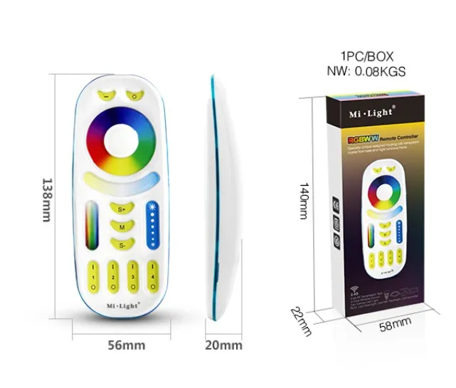 MiBoxer FUT092B LED Fernbedienung RGB-WW (RGB-CCT) 4 Zonen black – Bild 3