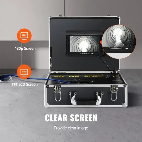 VEVOR Kanalkamera, 20 m, 17,8 cm Bildschirm, Rohrinspektionskamera mit DVR-Funktion, IP68-Kamera, 12 einstellbare LEDs, mit 16 GB SD-Karte für Abwasserleitungen, Abflussrohre – Bild 2
