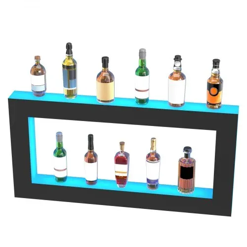 VEVOR Barregal Weinregal, LED-beleuchtetes Hausbarregal mit RF-Fernbedienung und App-Steuerung, 2 stufiges Getränkebeleuchtungsregal aus Acryl, 1210 x 600 x 114 mm Weinflaschenständer, quadratisch – Bild 10