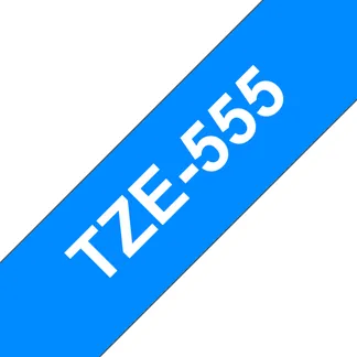 Brother TZE-555 Etiketten erstellendes Band Weiss auf Blau Brother TZE-555 Etiketten erstellendes Band Weiss auf Blau