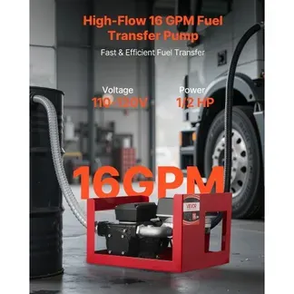 VEVOR Kraftstofftransferpumpe, elektrische Diesel-Transferpumpe, 60L/min, mit Durchflussmesser, automatisch abschaltender Kraftstoffdüse, 2 Schläuchen, 13,7m Förderhöhe, für Kerosin, Biodiesel VEVOR Kraftstofftransferpumpe, elektrische Diesel-Transferpumpe, 60L/min, mit Durchflussmesser, automatisch abschaltender Kraftstoffdüse, 2 Schläuchen, 13,7m Förderhöhe, für Kerosin, Biodiesel