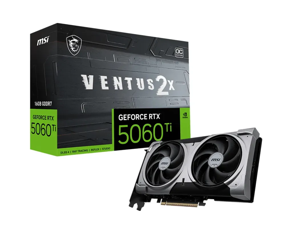 MSI VENTUS GeForce RTX 5060 TI 16G 2X OC PLUS NVIDIA 16 GB GDDR7 MSI VENTUS GeForce RTX 5060 TI 16G 2X OC PLUS NVIDIA 16 GB GDDR7