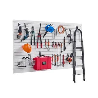 VEVOR Werkzeugwand 1225x2450x20mm, PVC-Garagen-Lamellenwand mit Zubehör, 136 kg, weißer Wandorganizer, Lamellenwandpaneel mit Verbindungsstruktur & DIY-Zuschnitt, geeignet für Lagerung & Präsentation VEVOR Werkzeugwand 1225x2450x20mm, PVC-Garagen-Lamellenwand mit Zubehör, 136 kg, weißer Wandorganizer, Lamellenwandpaneel mit Verbindungsstruktur & DIY-Zuschnitt, geeignet für Lagerung & Präsentation