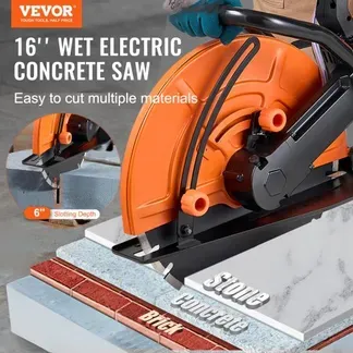 VEVOR Elektrische Betonsäge, 406 mm, Hochleistungs-Kreissäge 2800 W, Schnitttiefe 152 mm, Nass-/Trocken-Scheibensäge mit Wasserrohr, Wasserpumpe, Sägeblatt, für Stein und Ziegel VEVOR Elektrische Betonsäge, 406 mm, Hochleistungs-Kreissäge 2800 W, Schnitttiefe 152 mm, Nass-/Trocken-Scheibensäge mit Wasserrohr, Wasserpumpe, Sägeblatt, für Stein und Ziegel