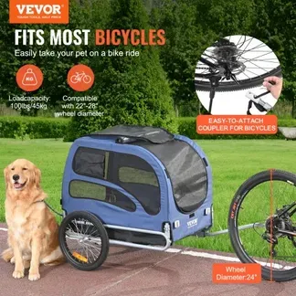 VEVOR Hundeanhänger 45 kg Fahrradanhänger Kohlenstoffstahl + 600D Oxford-Gewebe + PP faltbar 1440 x 725 x 845 mm als Anhänger Gefaltete Größe 810 x 570 x 195 mm Blau VEVOR Hundeanhänger 45 kg Fahrradanhänger Kohlenstoffstahl + 600D Oxford-Gewebe + PP faltbar 1440 x 725 x 845 mm als Anhänger Gefaltete Größe 810 x 570 x 195 mm Blau