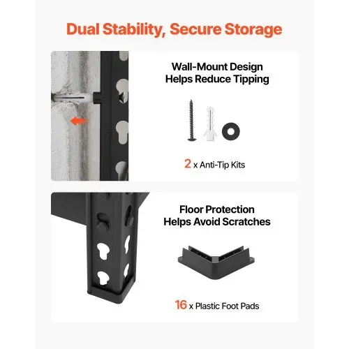 VEVOR Schwerlastregal Lagerregal mit 5 Ablagen 1228x459x1813mm 907,2kg, Stahlgestell, Teilbares & Verstellbares Design für DIY, Werkbank Funktion, Flexibles Steckregal für Keller Garage Werkstatt – Bild 6