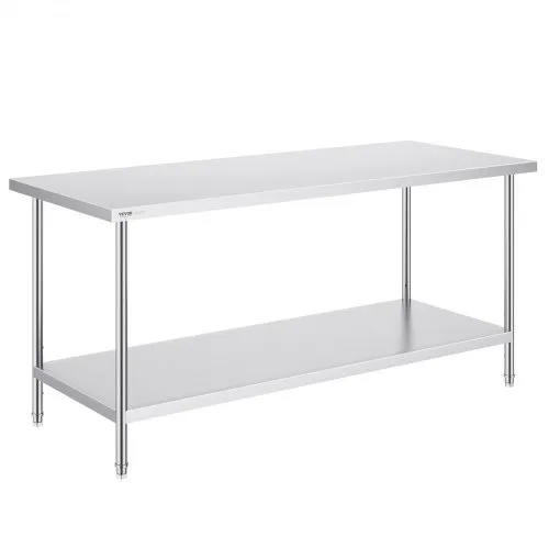 VEVOR Zubereitungstisch aus Edelstahl, Robuster Arbeitstisch aus Metall mit 3 einstellbaren Höhenstufen, Arbeitsstation für Küche, Garage, Restaurant, Hinterhof 762 x 1829 x 864 mm VEVOR Zubereitungstisch aus Edelstahl, Robuster Arbeitstisch aus Metall mit 3 einstellbaren Höhenstufen, Arbeitsstation für Küche, Garage, Restaurant, Hinterhof 762 x 1829 x 864 mm