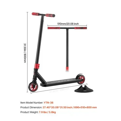 VEVOR Stunt-Scooter, Pro Trick Scooter für Kinder im Alter von 11–13 Jahren, Teenager, Jungen und Mädchen, Freestyle Street Rider für Fortgeschrittene & Anfänger, doppellagiges leichtes Aluminiumdeck – Bild 6