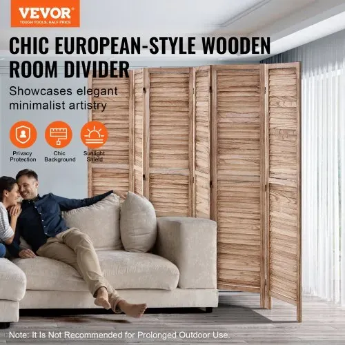 VEVOR Raumteiler Paravent aus Holz 6-teiliger faltbarer Sichtschutz, 242 cm langer Raumteiler, tragbarer Dekorationsschirm zur Raumtrennung mit europäischem Still für Zuhause Restaurant Schlafzimmer VEVOR Raumteiler Paravent aus Holz 6-teiliger faltbarer Sichtschutz, 242 cm langer Raumteiler, tragbarer Dekorationsschirm zur Raumtrennung mit europäischem Still für Zuhause Restaurant Schlafzimmer