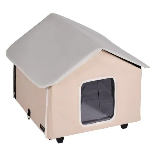 VEVOR Katzenhütte 52x48x47 cm, Katzenhaus 55 W, Katzenhöhle, Katzenunterschlupf aus 600D Oxford-Gewebe mit Beheiztem Kissen, Temperaturerhöhung bis 20 °C, für den Winter,Braun (Mitte) – Bild 9