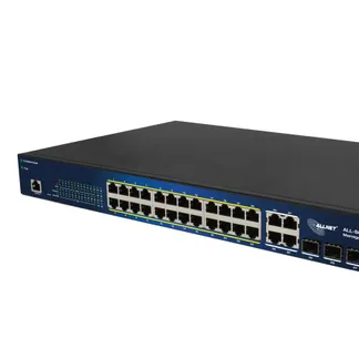 ALLNET Switch smart managed Layer2 24 Port • PoE Budget 370W • 24x PoE at • 4x SFP • 19″ • ALL-SG8428v2PM ALLNET Switch smart managed Layer2 24 Port • PoE Budget 370W • 24x PoE at • 4x SFP • 19″ • ALL-SG8428v2PM