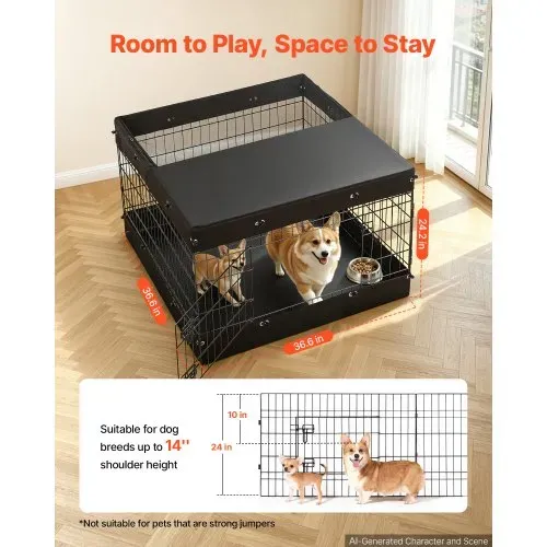 VEVOR Welpenauslauf Welpenlaufstall Metall 61cm 4-tlg. Deckel & Bodenmatte, Spielplatz für Kleine Hunde Katzen & Andere Kleintiere Faltbar Durch die Verschiedenen Formen Vielfältig Einsetzbar VEVOR Welpenauslauf Welpenlaufstall Metall 61cm 4-tlg. Deckel & Bodenmatte, Spielplatz für Kleine Hunde Katzen & Andere Kleintiere Faltbar Durch die Verschiedenen Formen Vielfältig Einsetzbar
