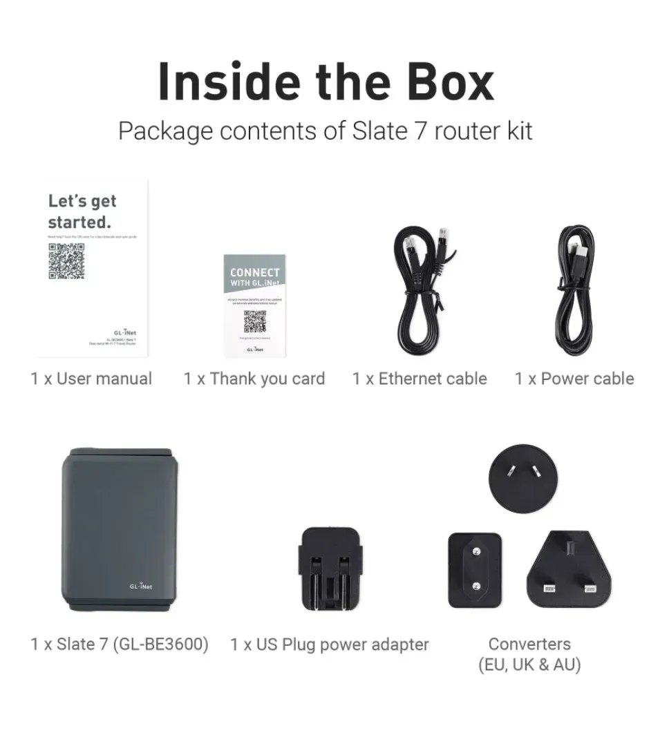 GL.iNet Wireless Travel Router WIFI7 • BE3600 • 2.5GbE LAN/WAN • Pocket-sized Router for Home and Travel / WiFi Client "OpenWRT" Slate 7 – Bild 8