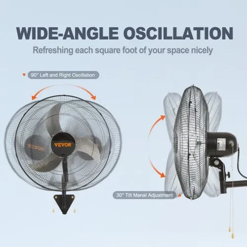 VEVOR Wandventilator, 44,45 cm Wandventilator 4000 CFM, 3 Geschwindigkeiten, Wohn- und Gewerbeventilator zur Kühlung von Lagerhäusern, Gewächshäusern, Werkstätten, Terrassen und Kellern, Schwarz – Bild 3