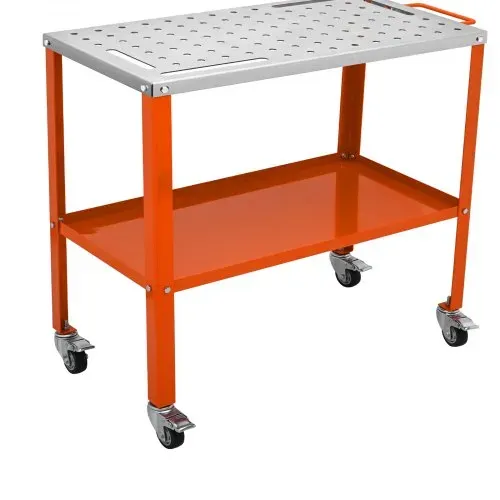 VEVOR Mobiler Schweißtisch 91,4x45,7cm Schweißwerkbank 544kg Tragfähigkeit Lochtisch 94 Löcher (φ 1,6cm) Werkbank Kohlenstoffstahl Arbeitstisch Schweißwagen mit Rädern 4 Werkzeugschlitzen – Bild 9