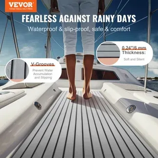 VEVOR Bootsboden, EVA-Schaum-Bootsdeck, 2400 x 900 x 6 mm, rutschfester, selbstklebender Bodenbelag, 21600 cm² großer Meeresteppich für Boote, Yachten, Pontons, Kajakdecks VEVOR Bootsboden, EVA-Schaum-Bootsdeck, 2400 x 900 x 6 mm, rutschfester, selbstklebender Bodenbelag, 21600 cm² großer Meeresteppich für Boote, Yachten, Pontons, Kajakdecks