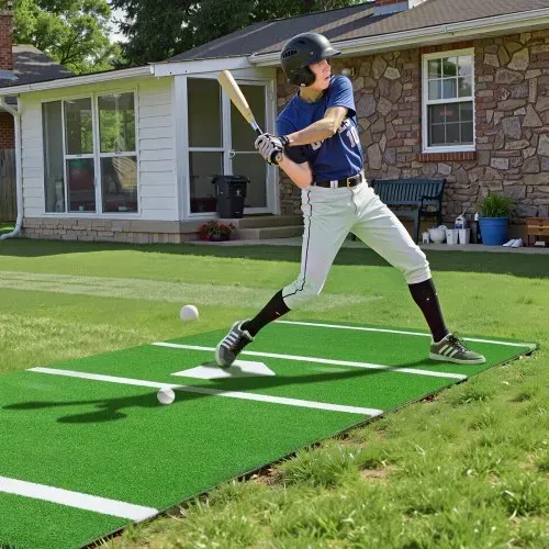 VEVOR Baseball-Schlagmatte Trainingsmatte (366 x 183 cm) Trainingspad Schlagkäfigmatte, Baseballmatte mit Home Plate & Anti-Fade-Rasen, tragbare Trainingshilfe Softballmatte Outdoor, Grün – Bild 7