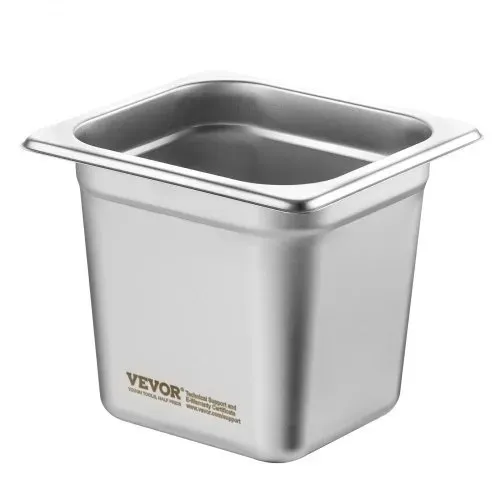 VEVOR Gastronormbehälter, Edelstahl Behälter 6 Stk. 1/6 Größe 178 x 168 x 160 mm Speisebehälter, kommerzieller Dampfpfanne Warmhaltebehälter für Speisen, Torten, Hotelpfanne Tisch Food Pan Buffet – Bild 9