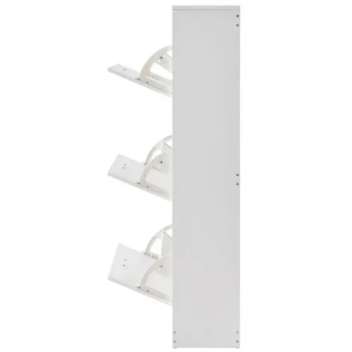 VEVOR Schuhschrank Schmal, Schuhregal Weiß, 600 x 237 x 1200 mm Schuhkipper mit 3 Klappen + oberem Staufach, Schuhkommode 45,35 kg Tragfähigkeit, Aufbewahrungsschrank Schuh Massivholz für Flur – Bild 10