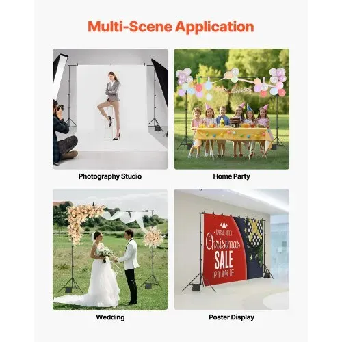 VEVOR Hintergrundständer verstellbares Fotohintergrundständer (Hintergrundtuch: 213 x 300 cm), tragbarer Hintergrundständer mit Stangen, Bildschirmständer für Produktfotografie Studiofotografie – Bild 4