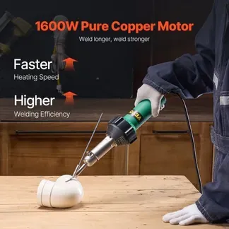 VEVOR Heißluft-Kunststoffschweißgerät, 1600 W Heißluftpistole, 50–600 °C PVC TPO Vinyl Schweißbrenner, Hot Air Welder Set mit 11 Zubehörteilen – Werkzeugkasten, Düse, Rolle, Klingen für PP/PE/PVC VEVOR Heißluft-Kunststoffschweißgerät, 1600 W Heißluftpistole, 50–600 °C PVC TPO Vinyl Schweißbrenner, Hot Air Welder Set mit 11 Zubehörteilen – Werkzeugkasten, Düse, Rolle, Klingen für PP/PE/PVC