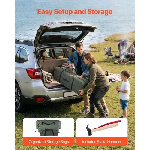VEVOR Canvas-Glockenzelt, 5 m Jurte, 4 Jahreszeiten, mit Ofenrohrdurchführung, bis zu 7 Personen, mit Abnehmbarem Boden (Reißverschluss), ideal für Familien-Camping & Outdoor-Aktivitäten, Grün – Bild 5