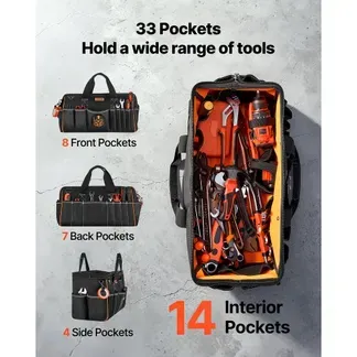 VEVOR Werkzeugtasche 51x25x28cm, Aufbewahrungstasche mit 14 Innen- & 19 Außenfächern, Wasserfester Werkzeug-Organizer aus Polyester mit Schultergurt & Reißverschluss, Werkzeugbeutel für Handwerker VEVOR Werkzeugtasche 51x25x28cm, Aufbewahrungstasche mit 14 Innen- & 19 Außenfächern, Wasserfester Werkzeug-Organizer aus Polyester mit Schultergurt & Reißverschluss, Werkzeugbeutel für Handwerker
