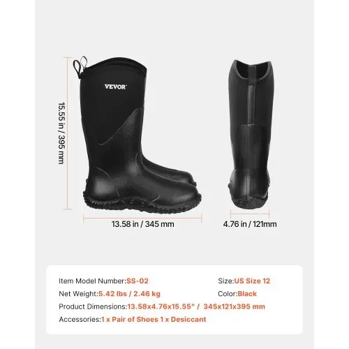 VEVOR Gummistiefel, Schutzschuhe, Arbeitsschuhe; rutschfeste Stiefel, isolierte Schlammstiefel, Arbeitsstiefel, ideal zum Wandern, Angeln, oder für die Gartenarbeit, Größe 12 US – Bild 6