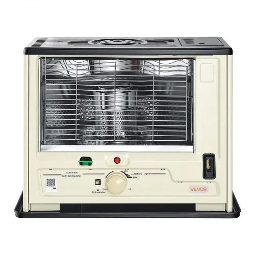 VEVOR Petroleumheizung 2930W Tragbare Petroleumofen 4,44L Ölheizung Beige, Heizkanone für Zuhause Camping Notfall, Max. 10 m², Sicherheitsgitter, Kippschutz, Flammenregulierung, mit Tankanzeige & Akku – Bild 10