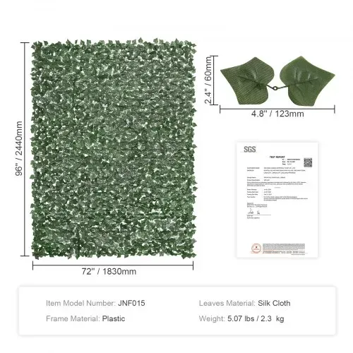 VEVOR Sichtschutzzaun aus Efeu, 2440 x 1830 mm, künstliche Pflanzenwand, Efeuzaun mit verstärkter Verbindung, künstliche Hecken mit Weinblättern als Dekoration für Garten, Hof, Balkon oder Terrasse – Bild 6
