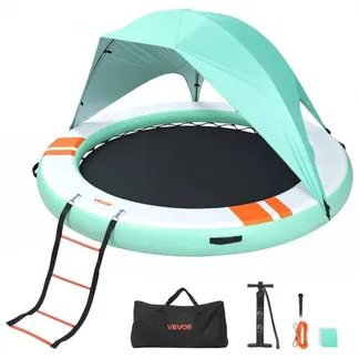 VEVOR Aufblasbares Schwimmdock φ2,44 m, Schwimmplattform mit Rutschfester Oberfläche, Tragetasche, Sonnendach & Abnehmbarer Leiter, Schwimmende Insel, Wasserplattform für Pool, Strand & Meer, Blau VEVOR Aufblasbares Schwimmdock φ2,44 m, Schwimmplattform mit Rutschfester Oberfläche, Tragetasche, Sonnendach & Abnehmbarer Leiter, Schwimmende Insel, Wasserplattform für Pool, Strand & Meer, Blau