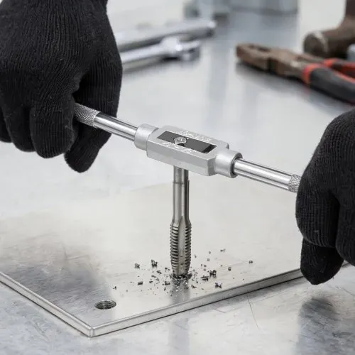 VEVOR Gewindebohrer- und Schneideisensatz 60-teilig, Metrische und SAE-Größen M3 bis M12, Nr. 4 bis 1/2 Zoll, mit Grob- und Feingewindebohrern und -schneideisen, Schraubenschlüssel und Tragekoffer – Bild 7