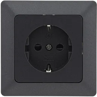 MILOS Schutzkontakt-Steckdose, Anthrazit 250V~/ 16A, mit Rahmen, Klemmanschluss MILOS Schutzkontakt-Steckdose, Anthrazit 250V~/ 16A, mit Rahmen, Klemmanschluss