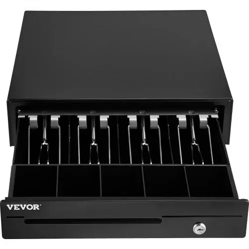 VEVOR Kassenschublade Kassenlade 33 cm quadratische Geldschublade 3 Entriegelungswege RJ11/RJ12 Anschluss 4 Geldscheinfächer & 5 Münzfächer Lebensmittelgeschäft Bank Büro Café Supermärkt Bar – Bild 9