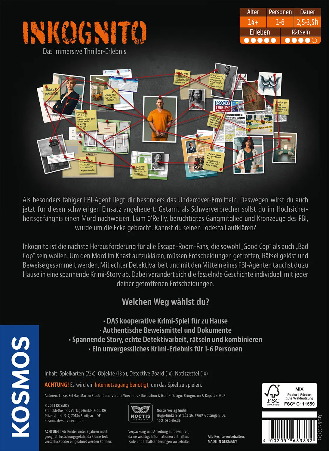Kosmos Masters of Crime - Inkognito 150 min Brettspiel Detektiv – Bild 2