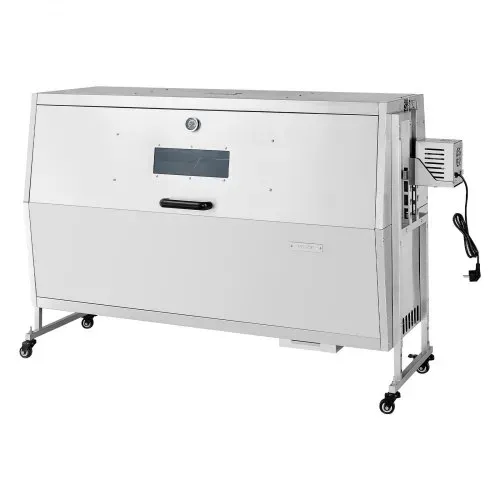 VEVOR Drehspießgrill 38 W Spanferkelgrill Lammgrill Holzkohlegrill (132 cm Grilllänge) mit 60 kg Tragkraft & Rädern & 4-facher Höhenverstellung & Deckel, Edelstahl-Elektrogrill-Set für Camping – Bild 10