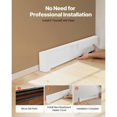 VEVOR Heizungsabdeckungen, Basic-Serie, 1221 x 80 x 193 mm, Standard-Frontabdeckung für Heizkörper elektrische Heizgeräte, Ersatzabdeckung aus robustem Stahl, für Schlafzimmer, weiß – Bild 4