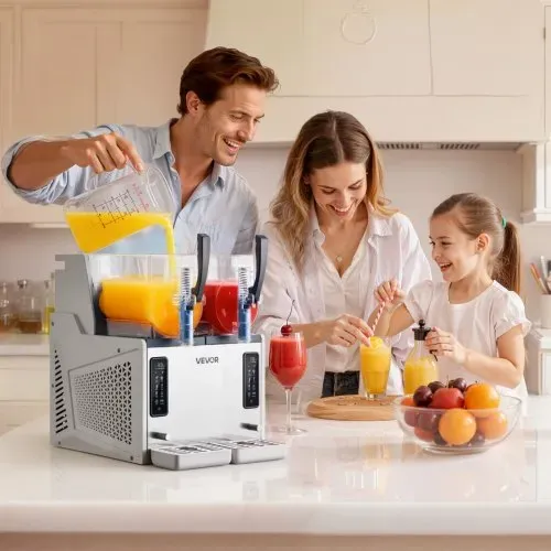VEVOR Slush Maschine 2 x 3 L, Slusheis Eisbereiter 450 W (kein Eis nötig), Elektrische Margarita-Maschine mit Selbstreinigungsfunktion, Geeignet für Frozen Margaritas Frappés Milchshakes Shakes – Bild 7