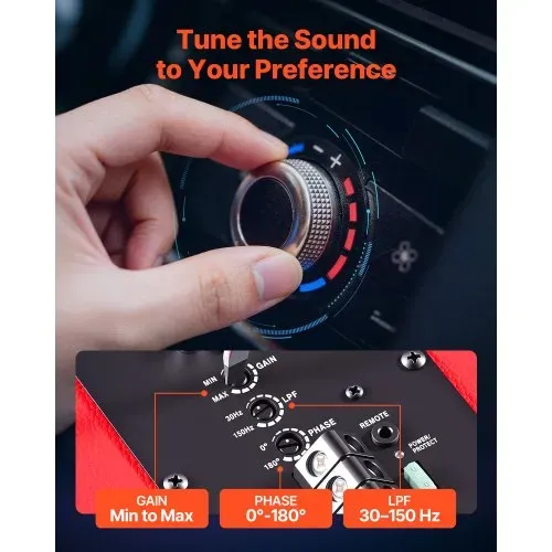 VEVOR Auto Subwoofer Set mit Bestücktem Gehäuse 305 mm, Komplettes Subwoofer- und Verstärkerpaket 245 W RMS, mit Integriertem Verstärker & Verkabelungssatz, Kompakt für Auto-Audiosysteme – Bild 4