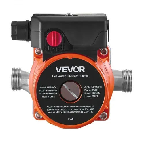 VEVOR Umwälzpumpe, 38 LPM, Umwälzpumpensystem mit sofortiger Zirkulation, 3-Gang-Steuerung, 100 W, AC 220–240 V, G3/4 Zoll auf G1/2 Zoll Adapter, Edelstahlkopf, für Warmwasserbereitersystem – Bild 8