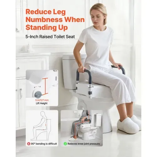 VEVOR Toilettensitzerhöhung Toilettenerhöhung mit gepolsterten Armlehnen & 136 kg Tragkraft & 127 mm Hubhöhe, erhöhter Toilettensitz für ältere Menschen Senioren Behinderte Schwangere VEVOR Toilettensitzerhöhung Toilettenerhöhung mit gepolsterten Armlehnen & 136 kg Tragkraft & 127 mm Hubhöhe, erhöhter Toilettensitz für ältere Menschen Senioren Behinderte Schwangere