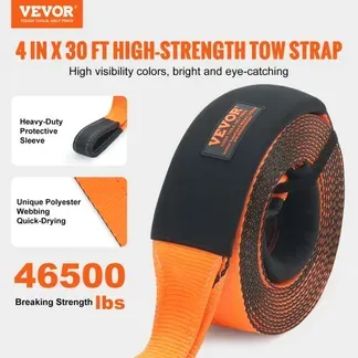 VEVOR Abschleppgurt 101,6 mm x 9,1 m, 21092 kg Bruchfestigkeit, dreifach verstärkte Schlaufengurte, Abschleppen und Bergen im Gelände, extreme Wetterbeständigkeit, Schutzhüllen und Aufbewahrungstasche VEVOR Abschleppgurt 101,6 mm x 9,1 m, 21092 kg Bruchfestigkeit, dreifach verstärkte Schlaufengurte, Abschleppen und Bergen im Gelände, extreme Wetterbeständigkeit, Schutzhüllen und Aufbewahrungstasche