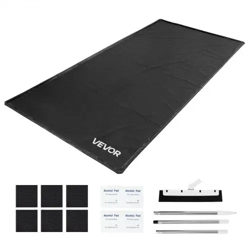 VEVOR Auffangmatte PVC-Garagenbodenmatte rutschfest (2,4 x 4,9 x 0,03 m) mit Abziehbesen, strapazierfähiger & wasserfester Auffangschutz Bodenschutz vor Schnee Regen Schlamm, Garagenmatte Schwarz – Bild 8