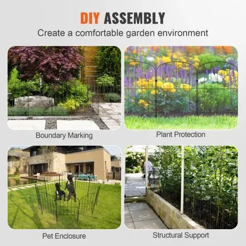 VEVOR 10x Dekorativer Gartenzaun 61x33cm Oberbogen Metallzaun aus Kohlenstoffstahl Steckzaun 5,08cm Spike-Abstand Hundezaun Gitterzaun Beetzaun Zaun Metall Zaunelementen inkl. Befestigungsmaterial – Bild 5