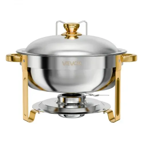VEVOR Chafing Dish Rund 2er-Set je 5,68 L aus Edelstahl Warmhaltebehälter Ideal für Hochzeiten, Partys & Familienfeiern, zum Warmhalten oder Kühlen von Speisen, 2 Speisebehälter, Zange & Glasschale – Bild 9