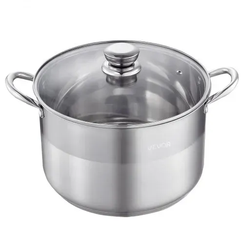 VEVOR Edelstahl Kochtopf 11,4 L Großer Suppentopf mit Glasdeckel Induktionsgeeignet Hochwertiger Nudeltopf PFOA-frei PFAS-frei für Gasherd Elektrokochfeld Ideal für Eintöpfe Pasta Familienportionen – Bild 10