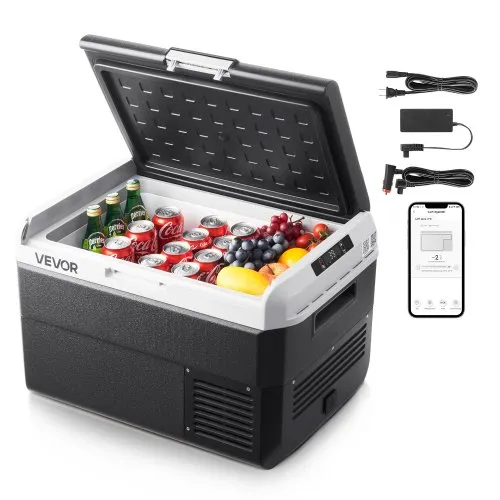 VEVOR Kompressor Kühlbox 50 L, Tragbarer Autokühlschrank mit Einstellbarer Temperatur & App-Steuerung, Kühlschrank 12/24 V DC und 100–240 V AC für Outdoor Camping Reisen und Wohnmobile VEVOR Kompressor Kühlbox 50 L, Tragbarer Autokühlschrank mit Einstellbarer Temperatur & App-Steuerung, Kühlschrank 12/24 V DC und 100–240 V AC für Outdoor Camping Reisen und Wohnmobile