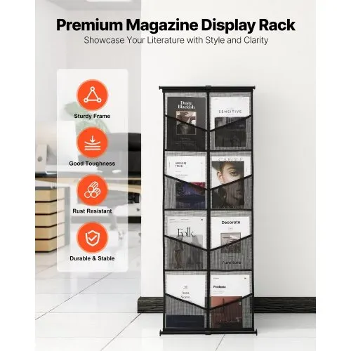 VEVOR Prospektständer, 4-stöckig, 8 Fächer, Zeitschriftenständer aus Netzgewebe, für Zeitschriften, Zeitungen & Kataloge, Prospekthalter mit Tragetasche für Geschäfte, Ausstellungen & Büros VEVOR Prospektständer, 4-stöckig, 8 Fächer, Zeitschriftenständer aus Netzgewebe, für Zeitschriften, Zeitungen & Kataloge, Prospekthalter mit Tragetasche für Geschäfte, Ausstellungen & Büros