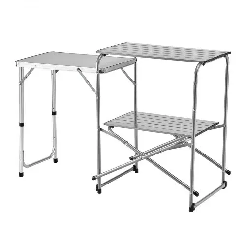 VEVOR Klappbarer Campingtisch, Campingkochstation mit Beistelltisch, Hitzebeständiger Tischplatte und Tragetasche, Tragbare Camping-Küchenstation Ideal für Picknick, Grillen und Wohnmobilreisen – Bild 10